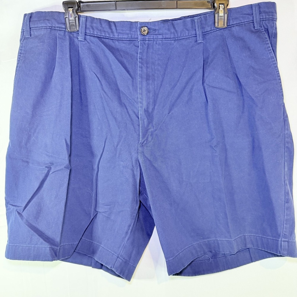 ROUNDTREE & YORKE Shorts Men's Blue 46 Pleated Cotton Blend Stretch